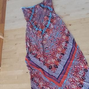 Strapless hippie dress